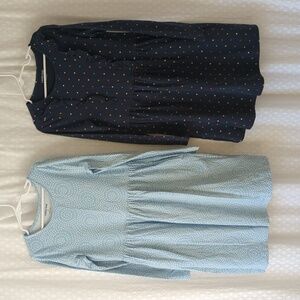 TWO Lands' End Blue Patterned Dresses, Long Sleeve, Girls Small